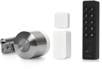 Nuki Smart Lock Ultra – Incl. Keypad 2 NFC & Door Sensor - Slim Deurslot met Wifi & Matter – Auto Unlock, Nachtmodus & Lock ‘n’ Go – werkt met Google, Alexa & Apple – Incl. SKG Cilinder